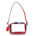 Denim Damier Monogram Patchwork PVC Beach Pouch Blue Rouge