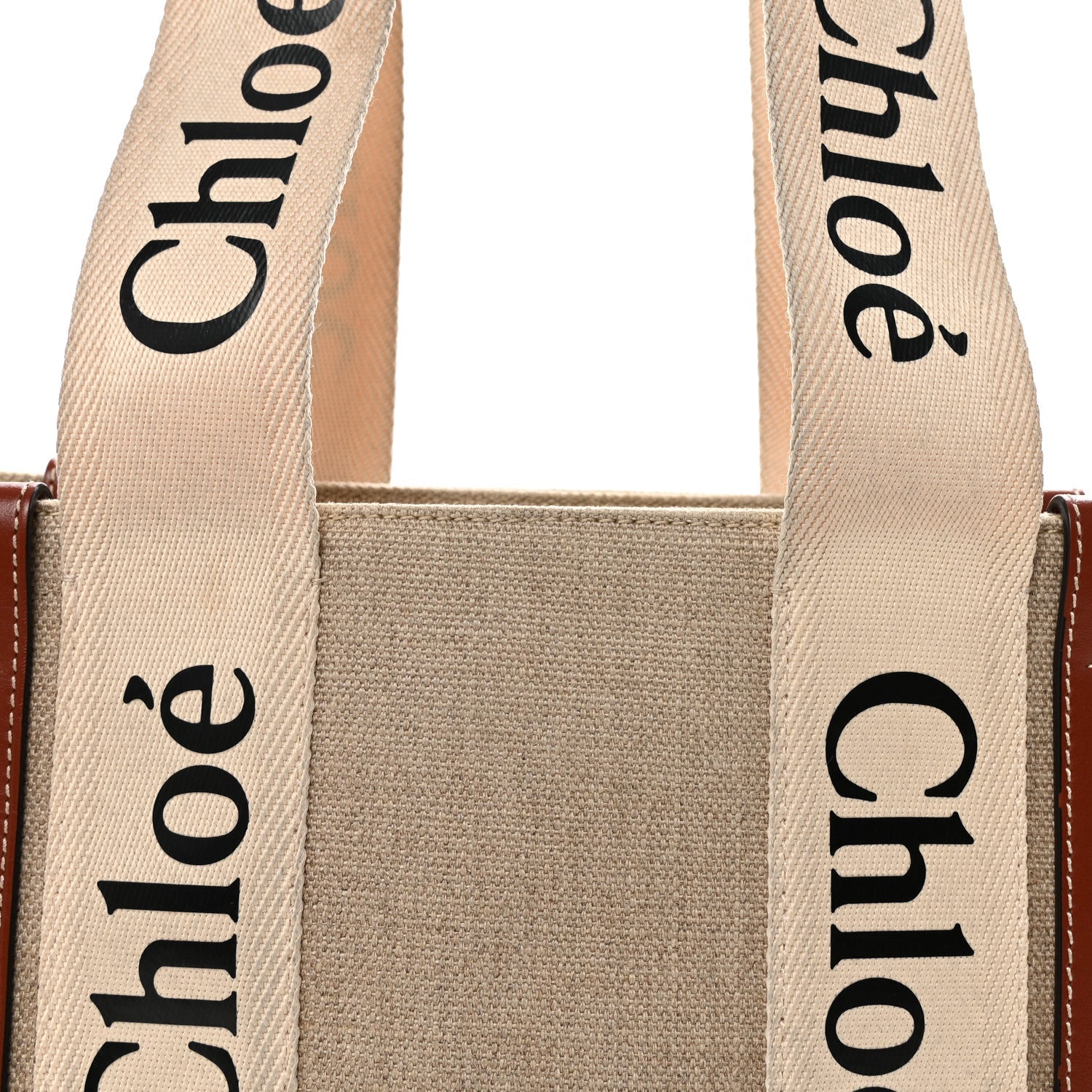 Cotton Calfskin Medium Woody Ribbon Tote White Brown