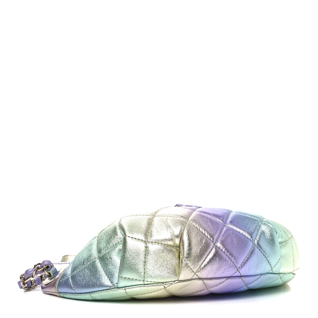Gradient Metallic Lambskin Quilted Walking Mood Waist Bag Fanny Pack Pink Purple Green