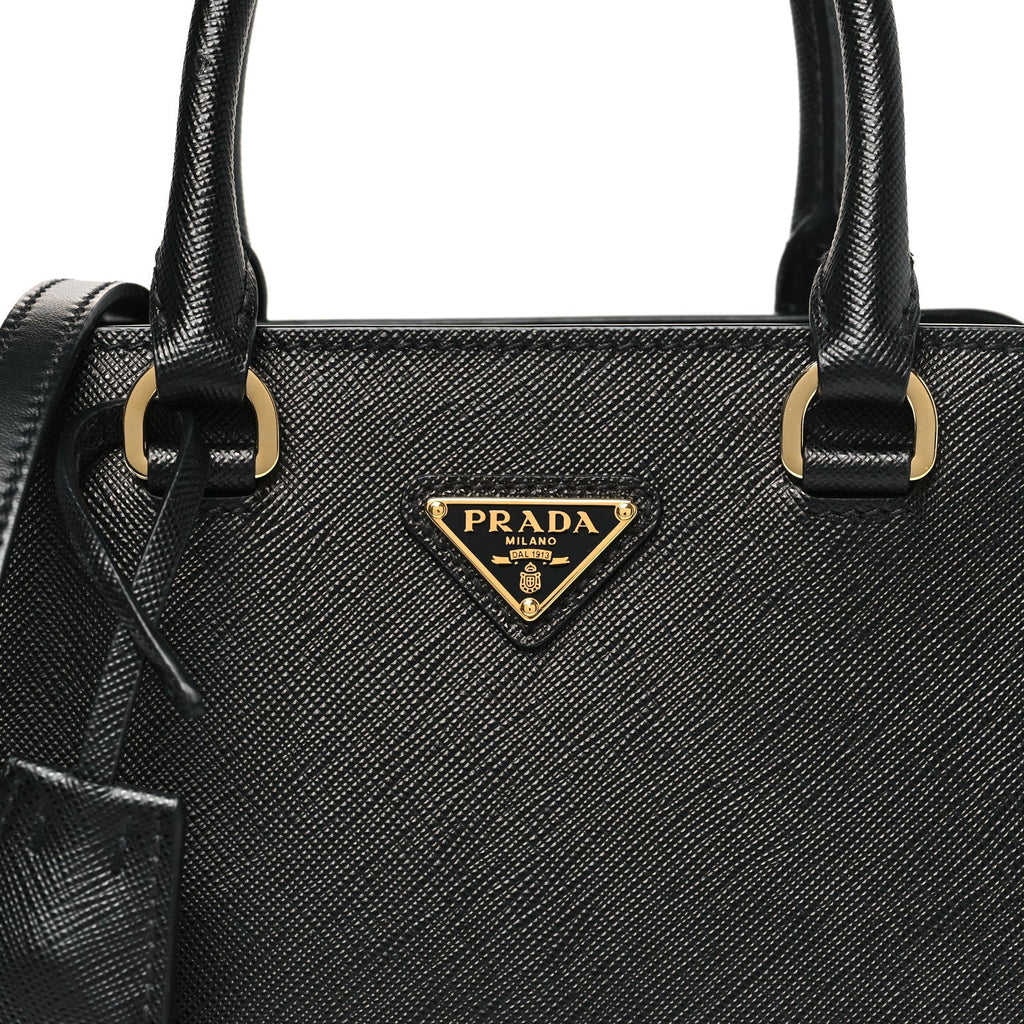 Saffiano Soft Calfskin Mini Zippered Tote Black