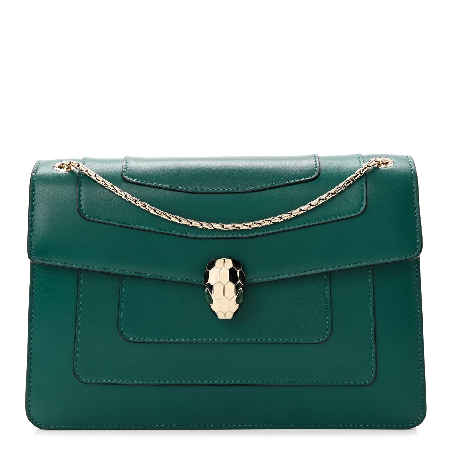 Calfskin Serpenti Forever Shoulder Bag Emerald Green