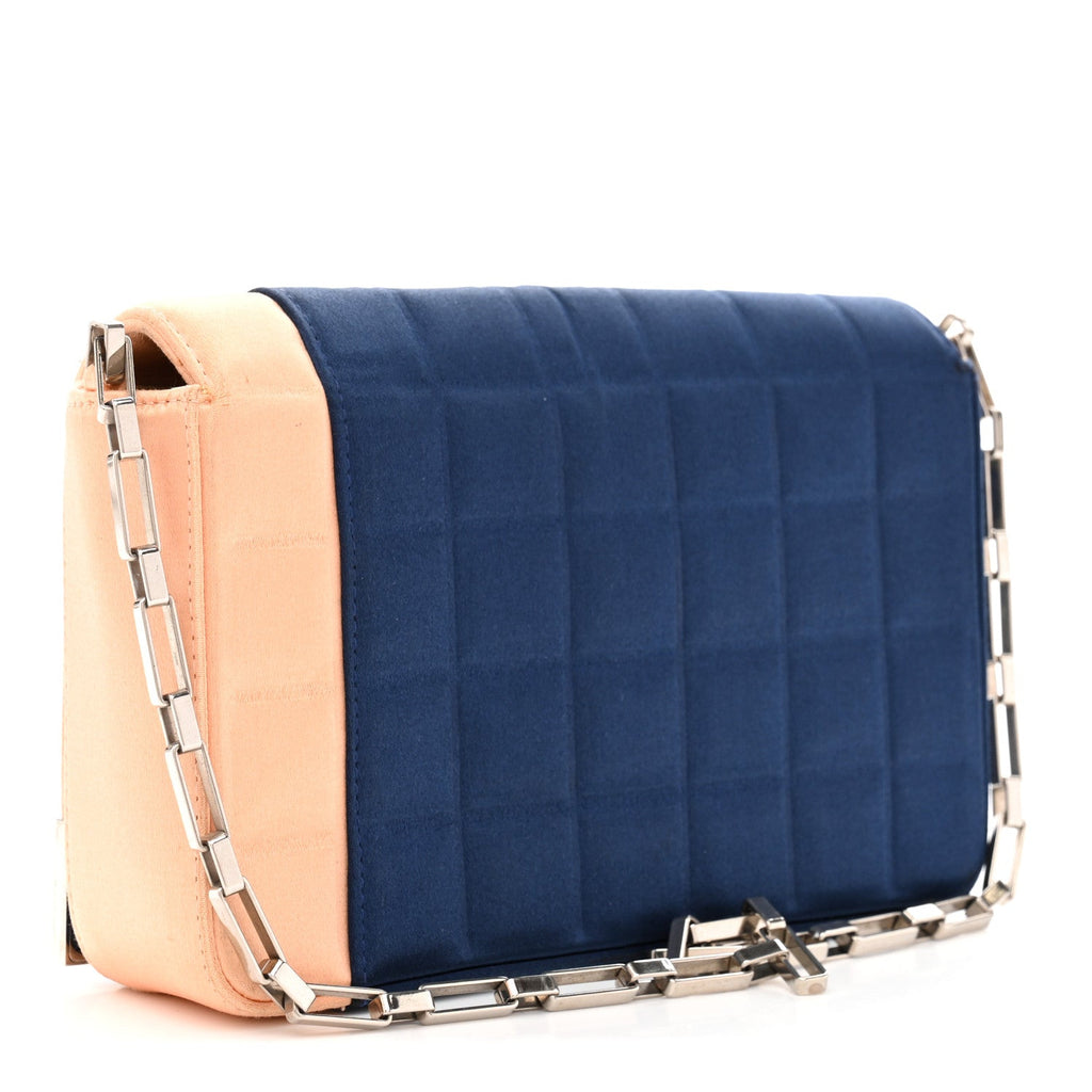 Satin Chocolate Bar Flap Blue Light Pink