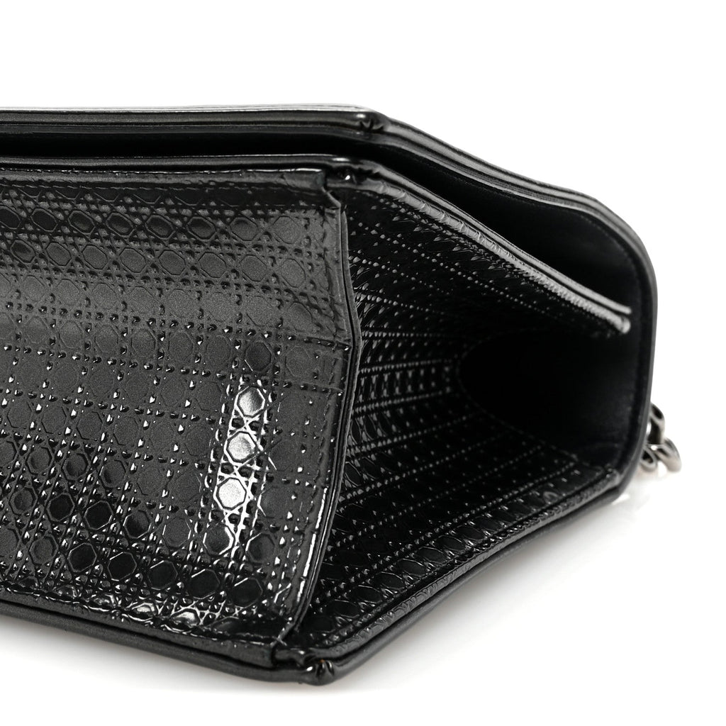 Metallic Patent Micro-Cannage Medium Diorama Flap Bag Onyx Black