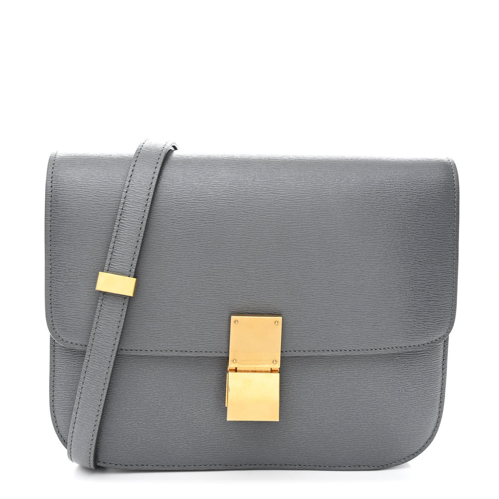 Liege Calfskin Medium Classic Box Flap Bag Grey