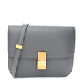 Liege Calfskin Medium Classic Box Flap Bag Grey