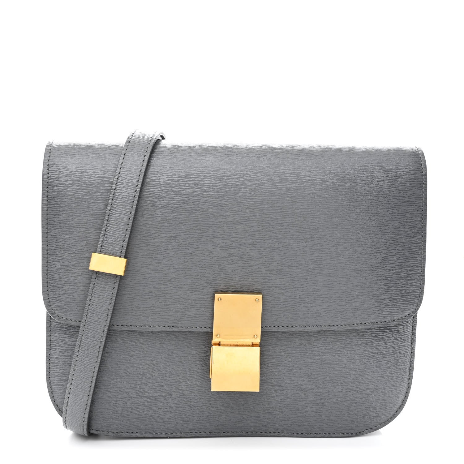Liege Calfskin Medium Classic Box Flap Bag Grey