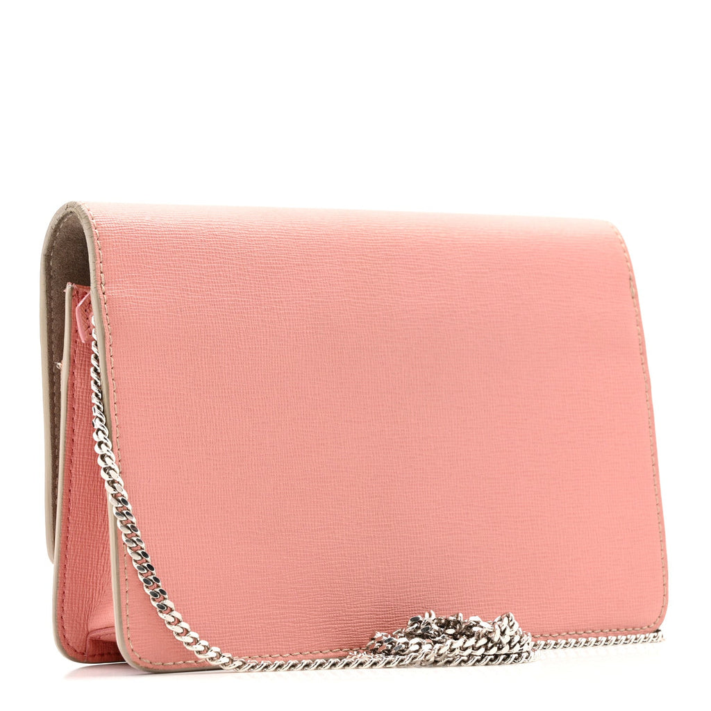 Vitello Elite Crystal Eye Monster Tube Wallet on Chain Grigio Polvere Ribes Multicolor