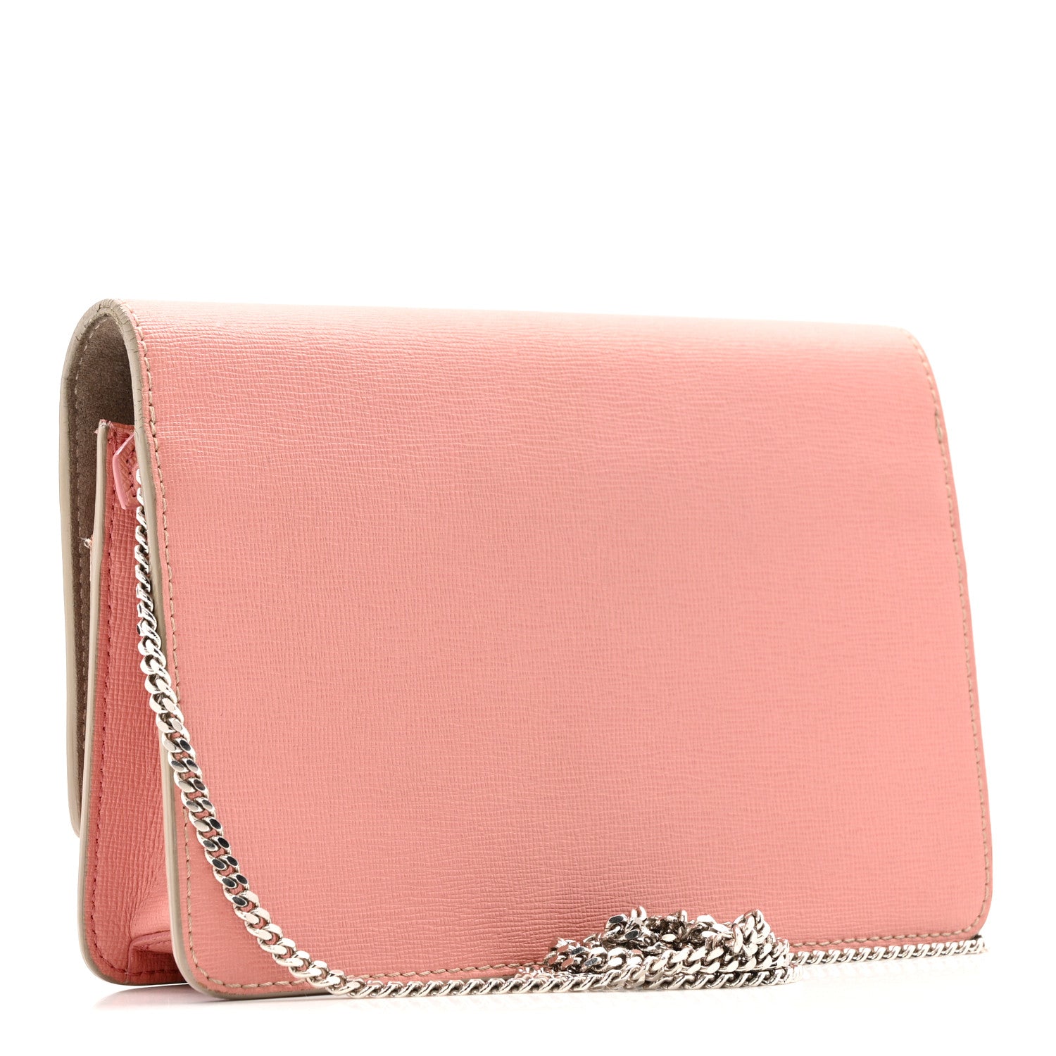 Vitello Elite Crystal Eye Monster Tube Wallet on Chain Grigio Polvere Ribes Multicolor
