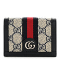 GG Supreme Monogram Textured Dollar Calfskin Web Ophidia  Case Beige Blue