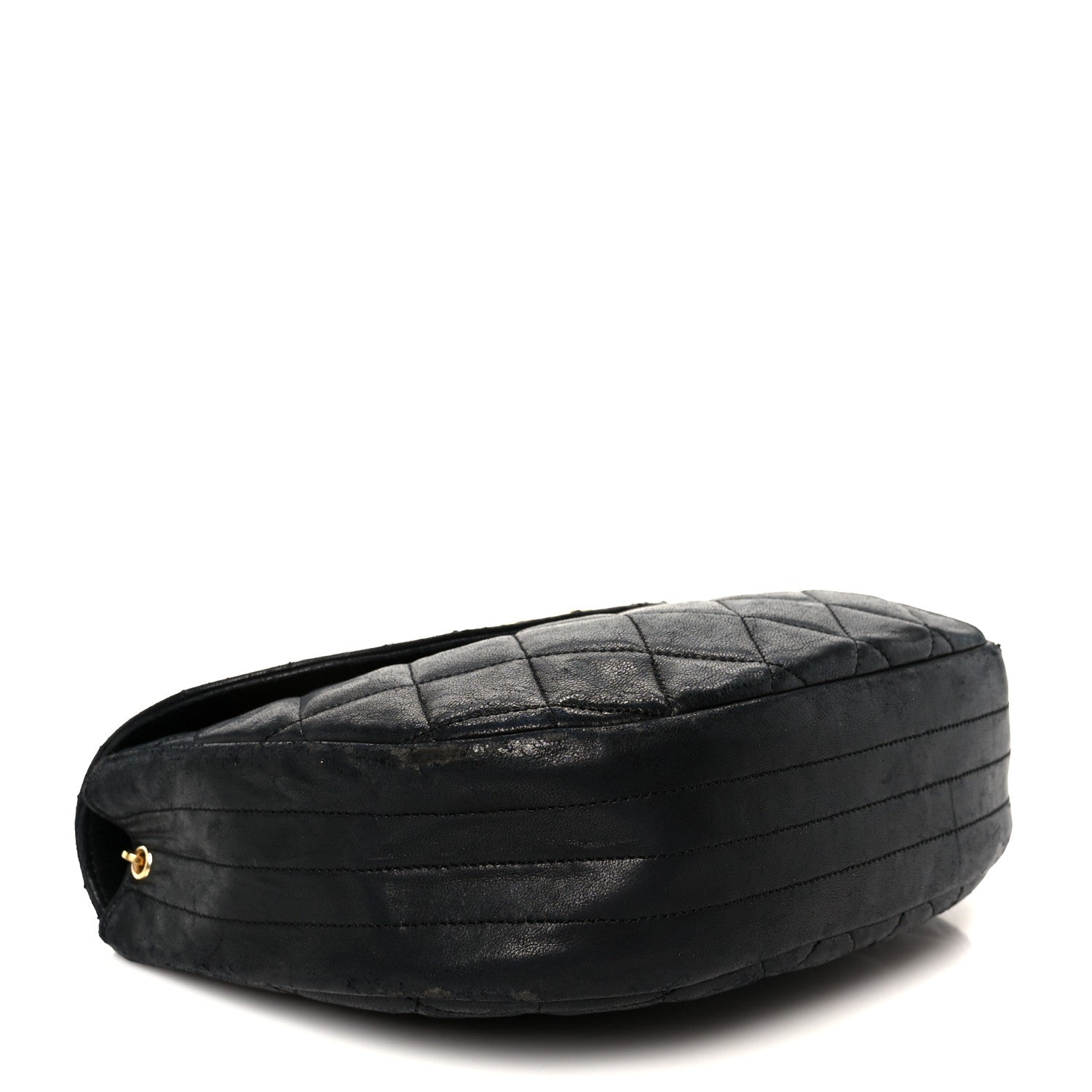 Lambskin Quilted Half Moon Flap Black