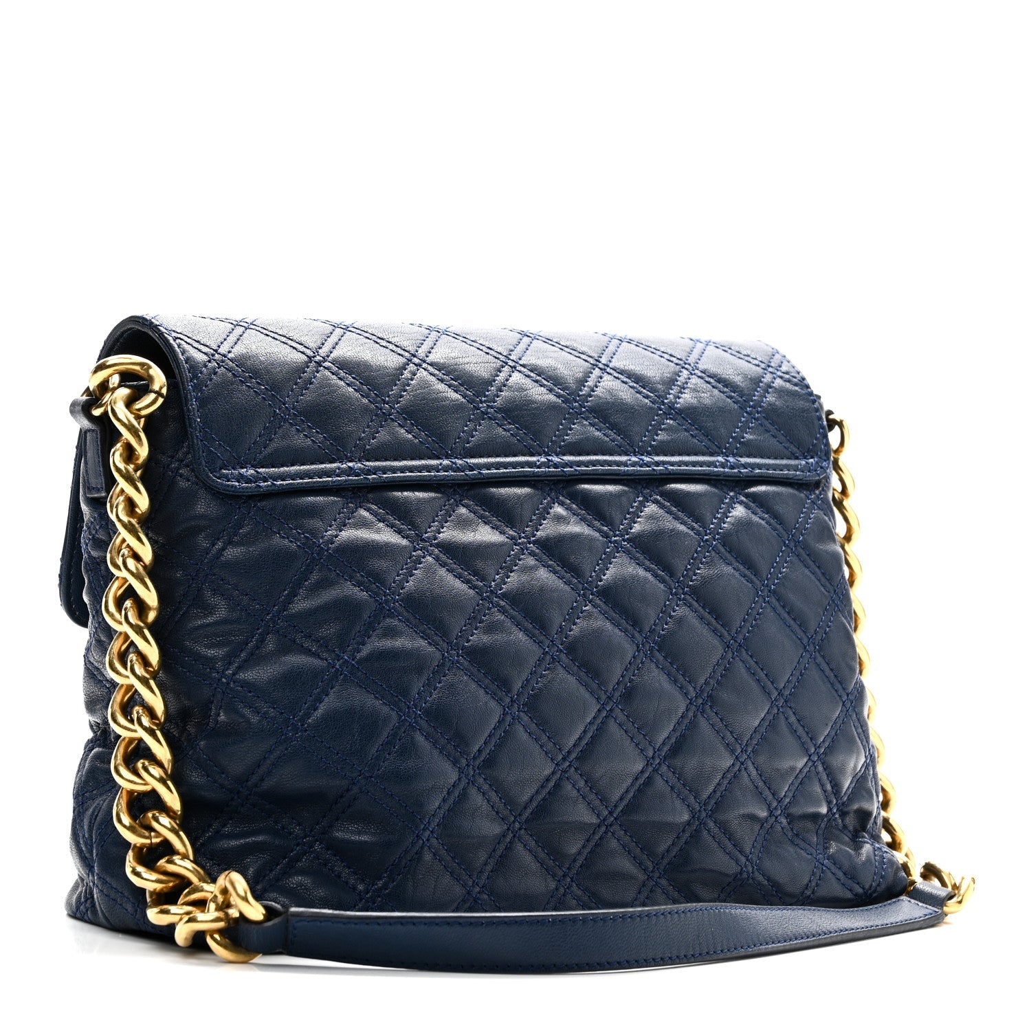 Lambskin Quilted The XL Single Flap Navy