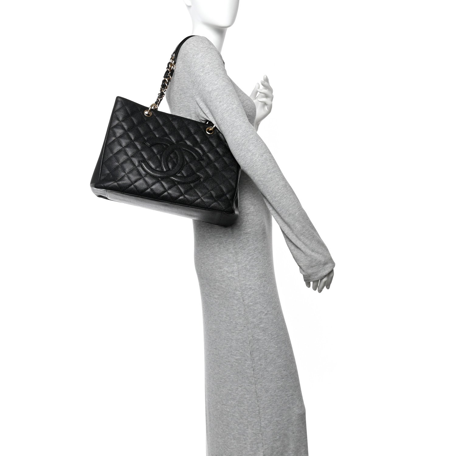 Caviar Quilted Grand Shopping Tote GST Black
