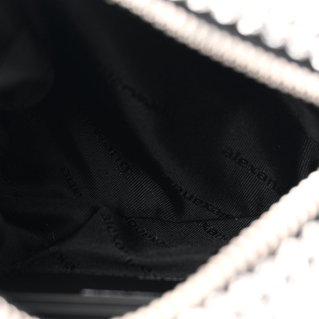 Mesh Crystal Rhinestone Mini Heiress Pouch Black Silver
