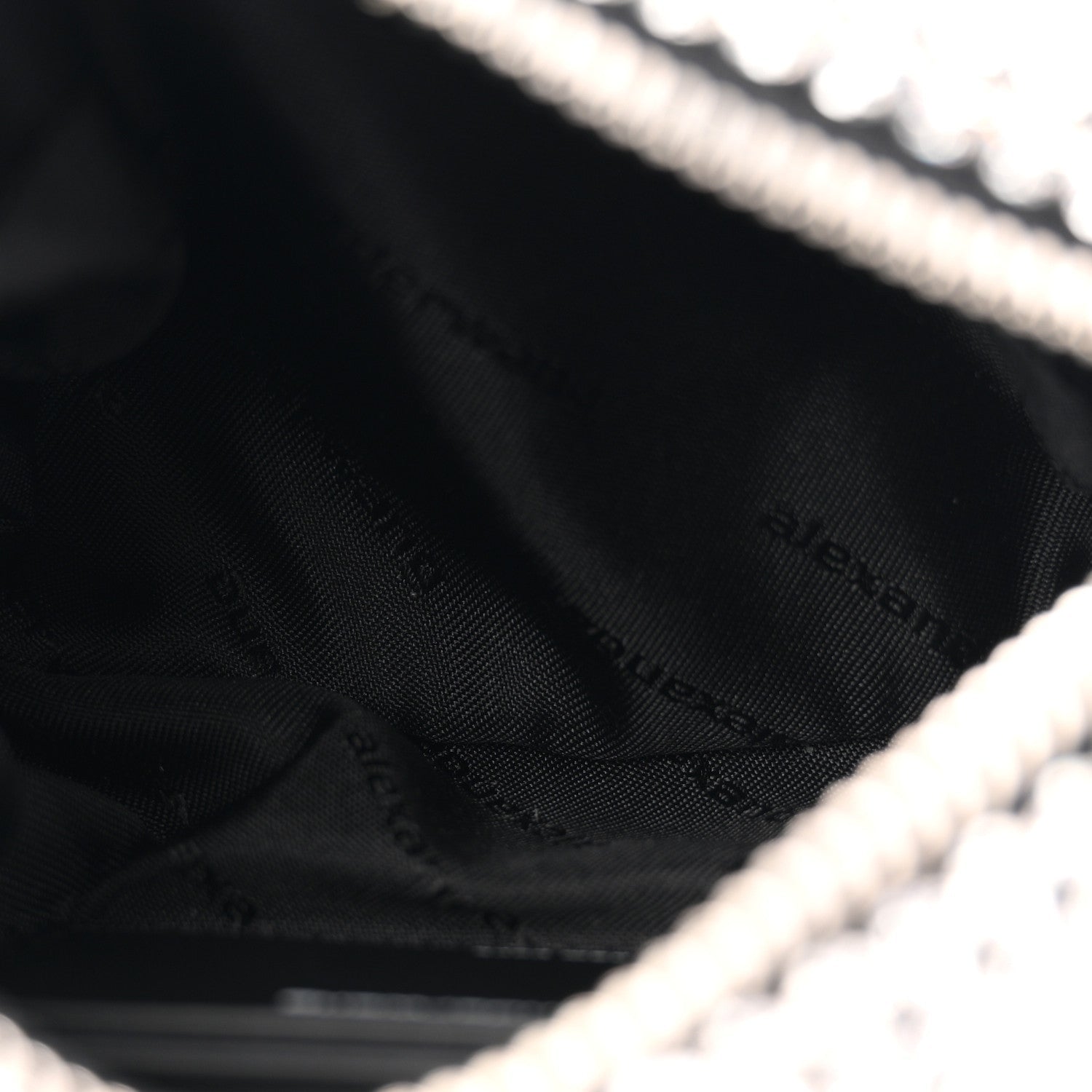 Mesh Crystal Rhinestone Mini Heiress Pouch Black Silver
