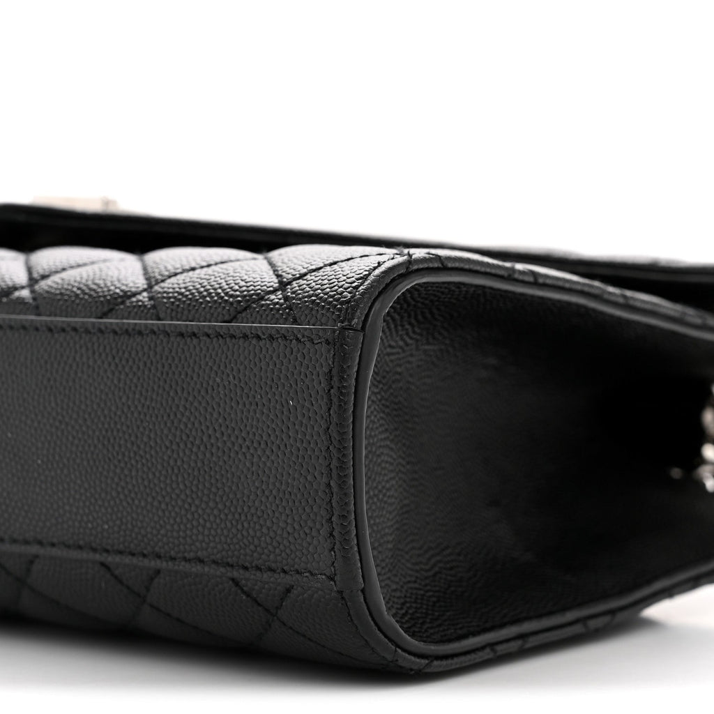 Grain De Poudre Textured Mixed Matelasse Triquilt Medium Monogram Satchel Black