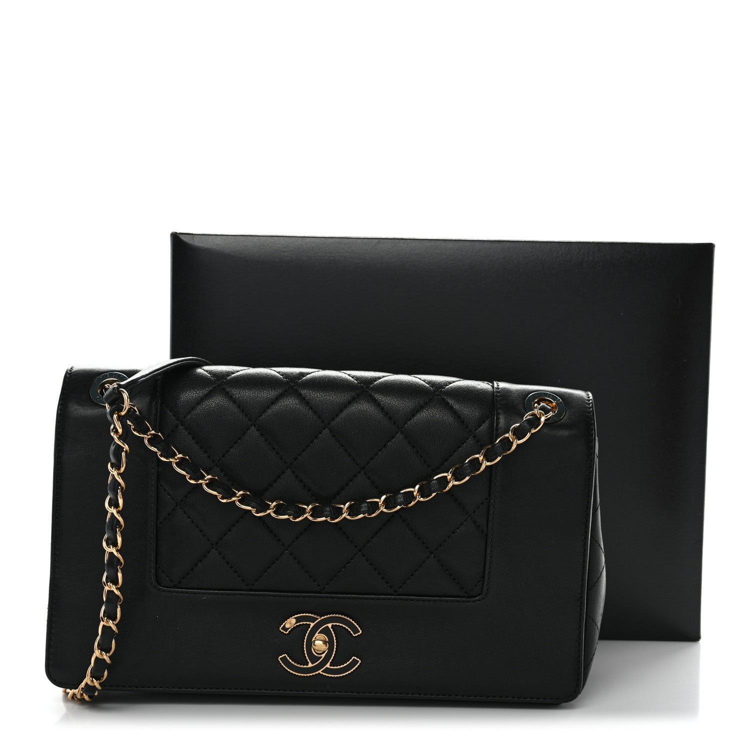 Sheepskin Quilted Vintage Mademoiselle Flap Black
