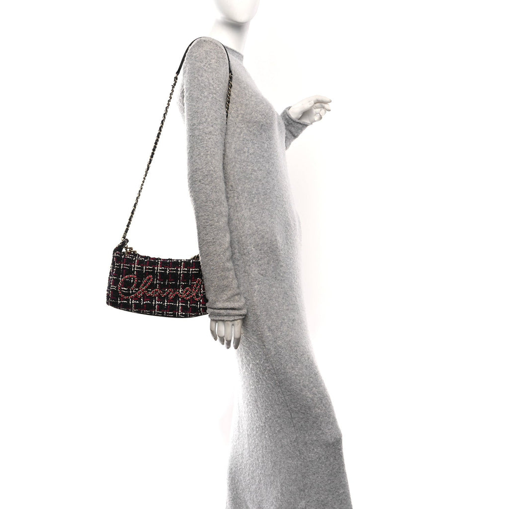 Tweed Calfskin Signe Hobo Navy Multicolor