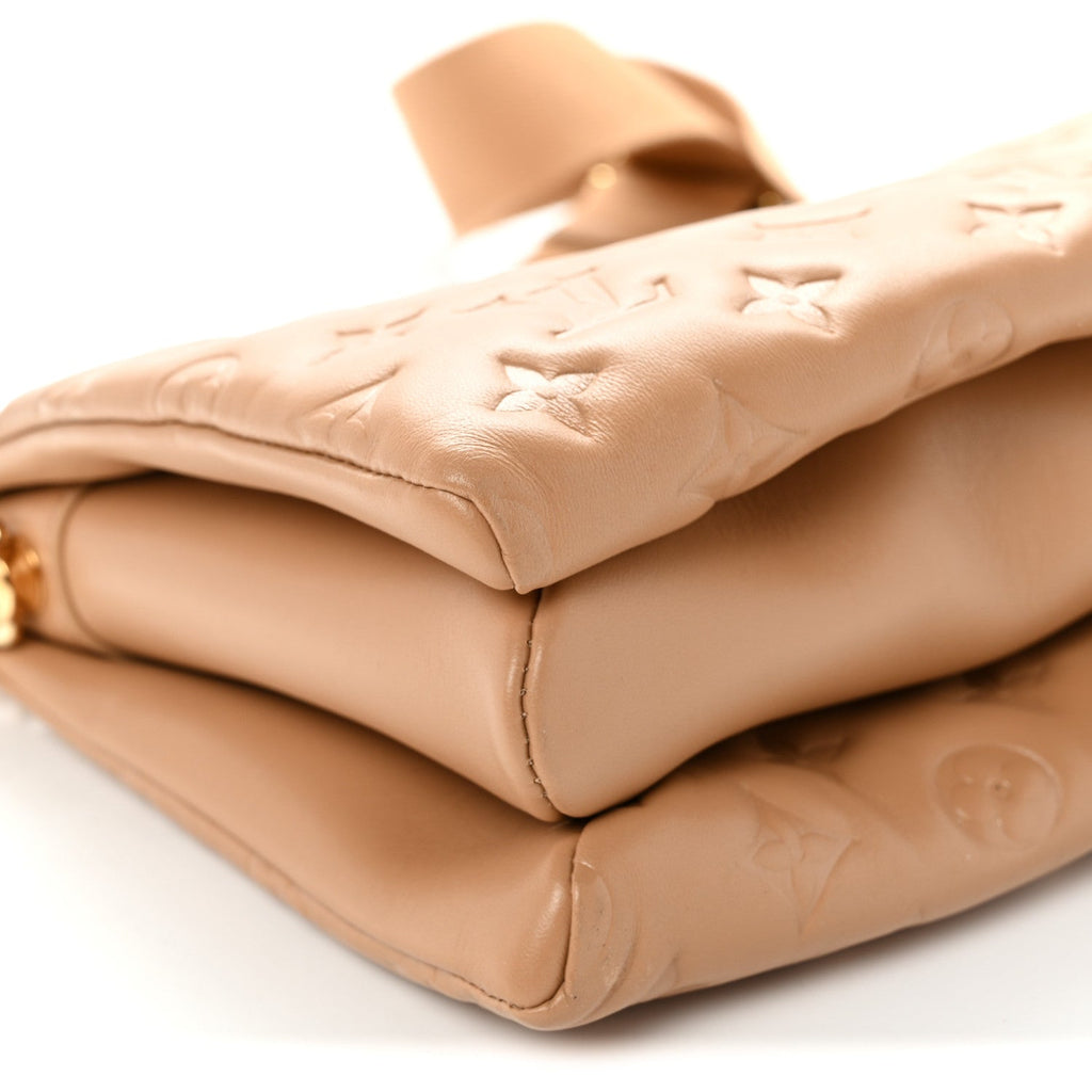Lambskin Embossed Monogram Coussin PM Camel