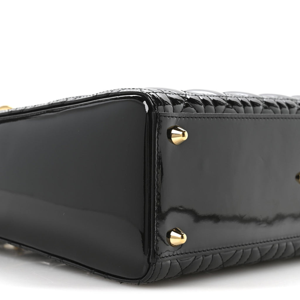 Patent Cannage Large Lady Dior Black