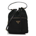 Saffiano Tessuto Nylon Mini Bucket Crossbody Bag Black