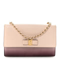 Hammered Calfskin Vara Bow Chain Flap Crossbody  Pink Purple