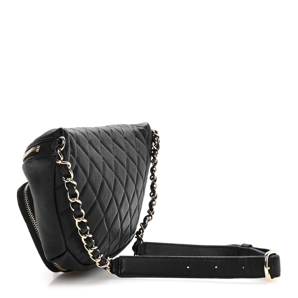 Caviar Quilted Business Affinity Waist Belt Bag Black