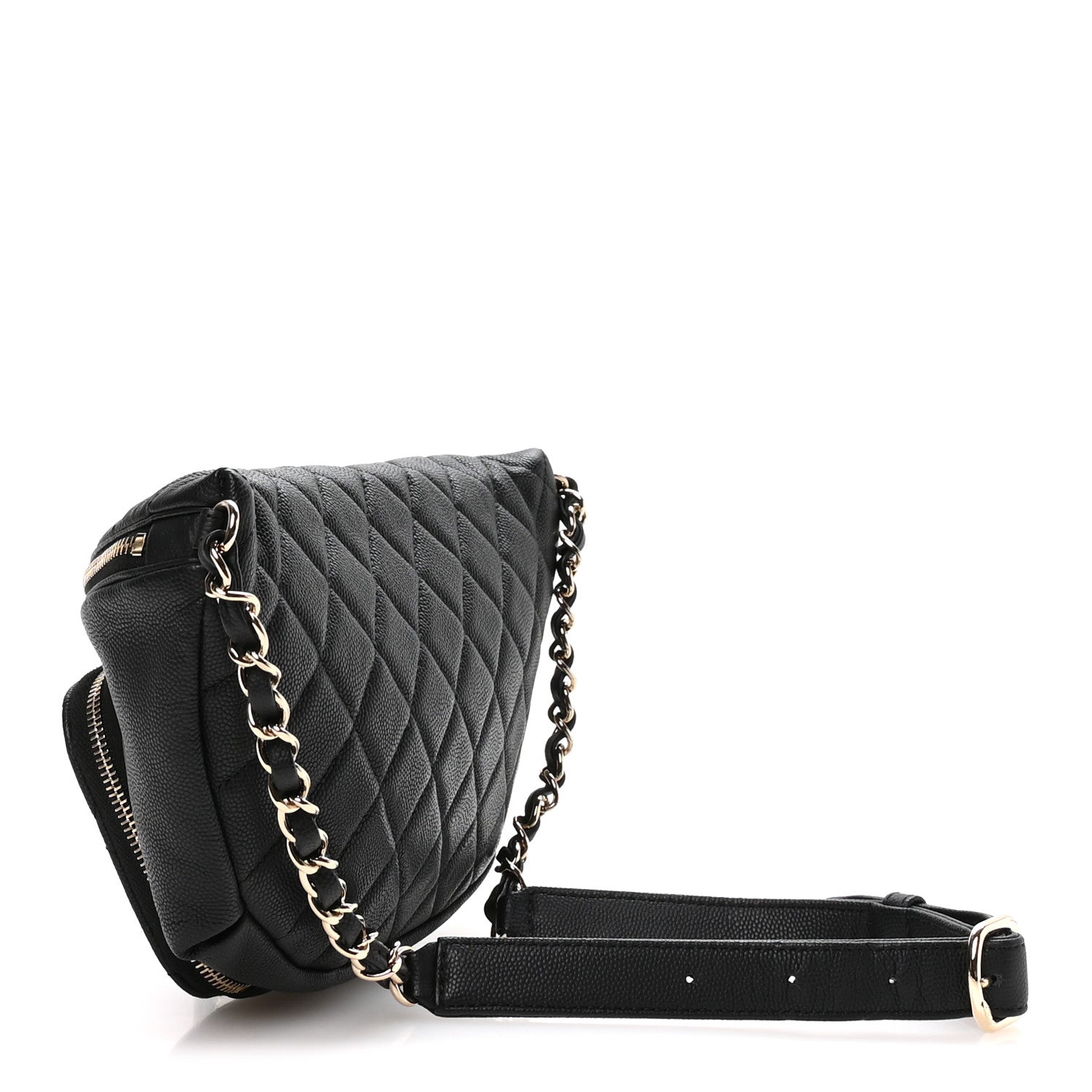 Caviar Quilted Business Affinity Waist Belt Bag Black