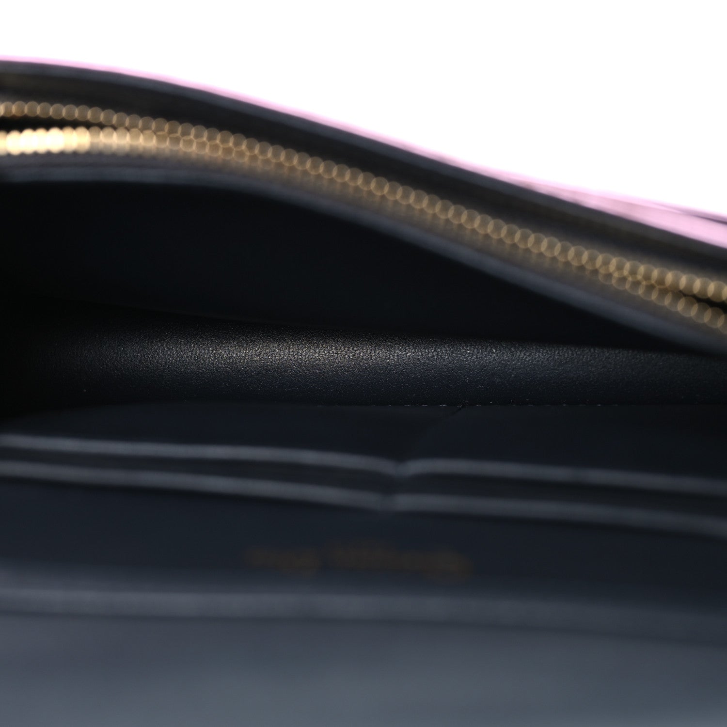 Metallic Patent Micro-Cannage Diorama Wallet on Chain Pouch Pink