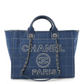 Cotton Medium Deauville Tote Blue White