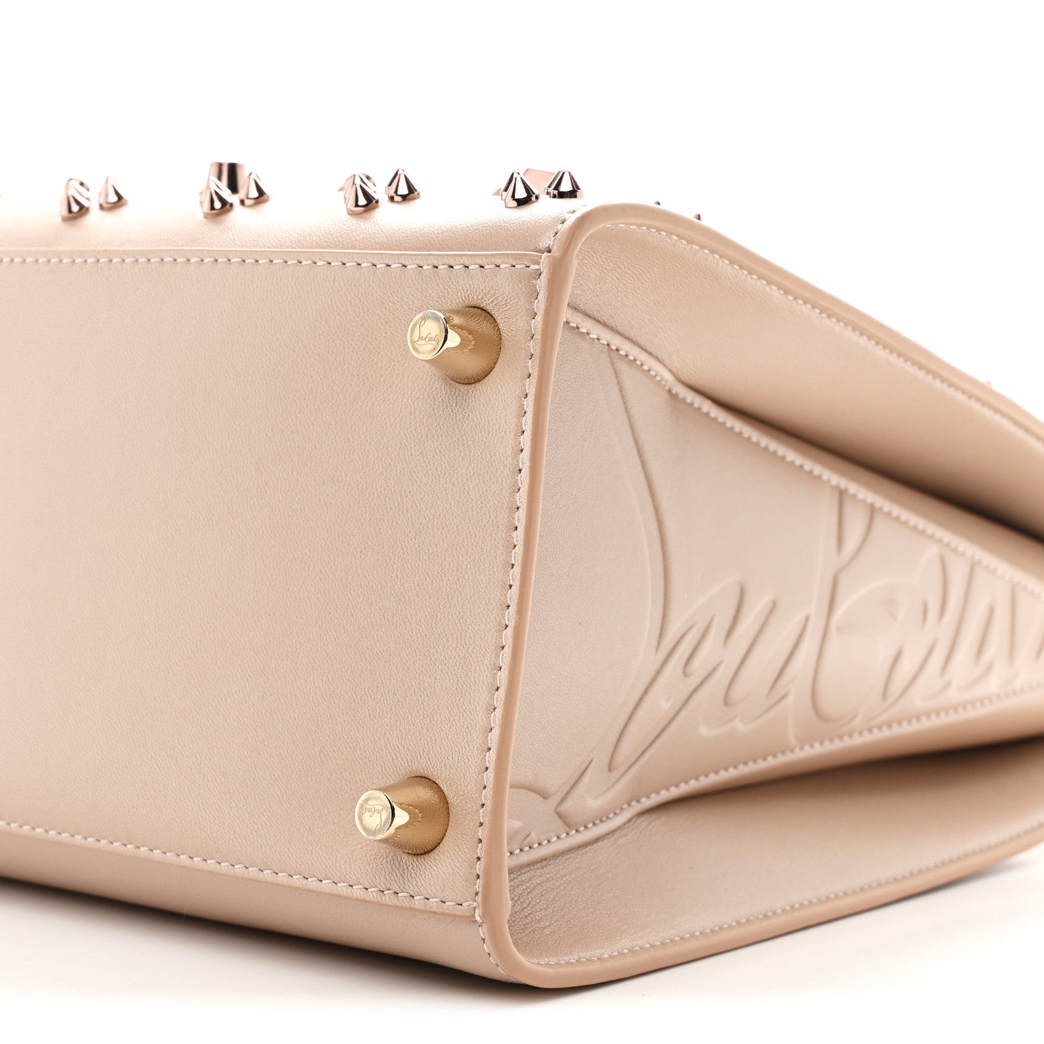 Calfskin Spikes Loubinthesky Medium Paloma Leche