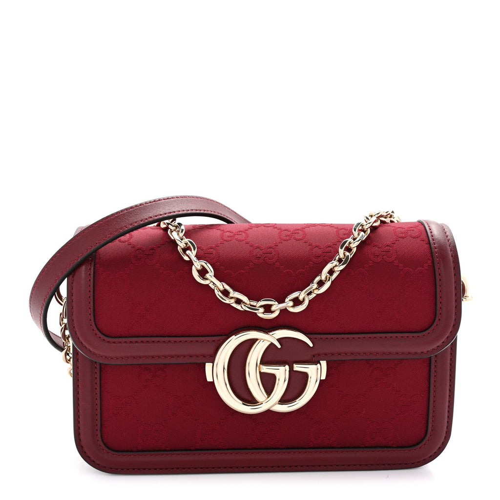 Crepe Wool Silk GG Monogram Go Small Shoulder Bag Rosso Ancora