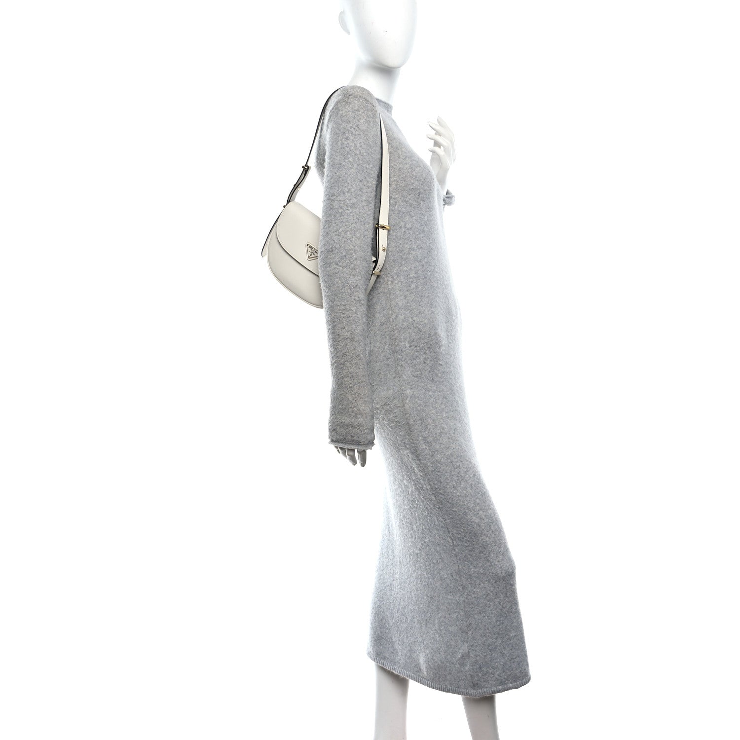 Soft Calfskin Triangle Arque Flap Shoulder Bag White
