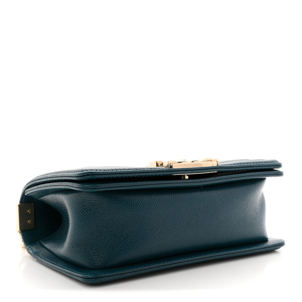 Caviar Quilted Small Boy Flap Dark Blue