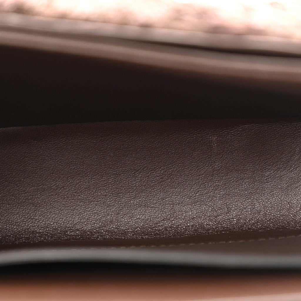 Raffia One Stud Chain Clutch Dark Brown