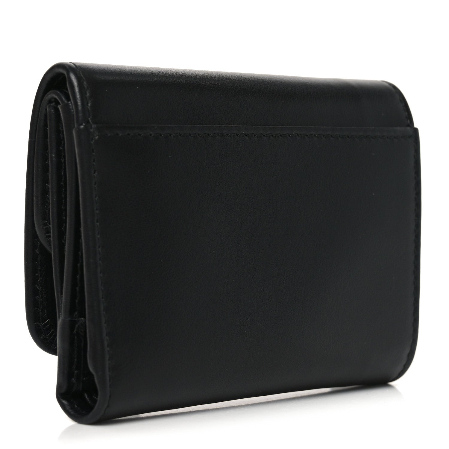 Metal Tri-Fold Compact Wallet Black