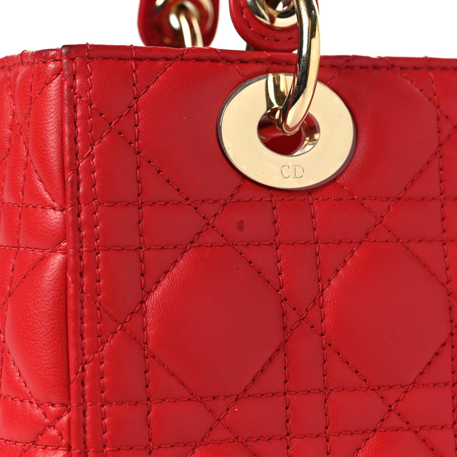 Lambskin Cannage Medium Lady Dior Red