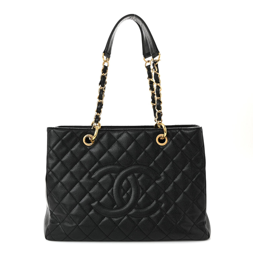 Caviar Quilted Grand Shopping Tote GST Black