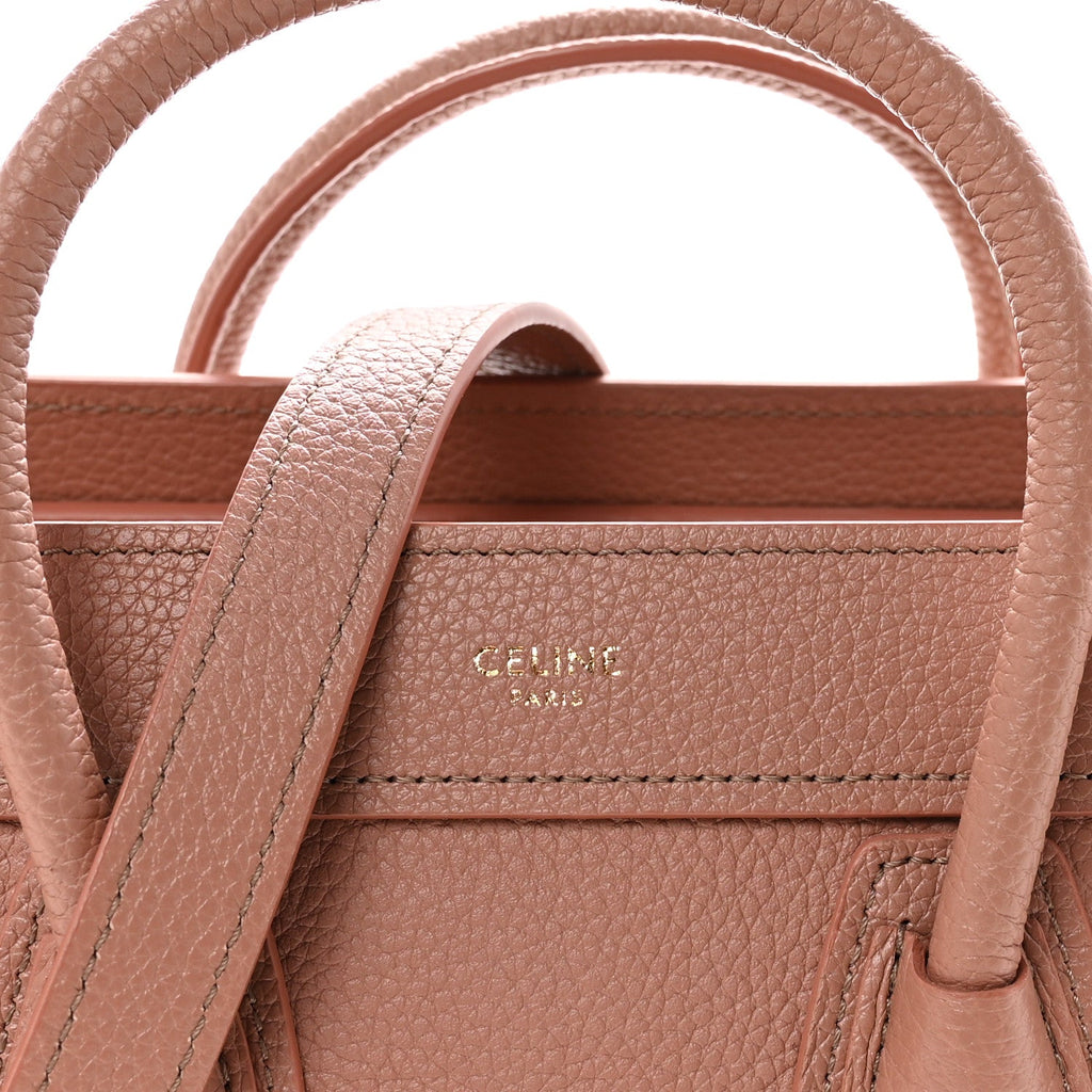 Drummed Calfskin Nano Luggage Antique Rose