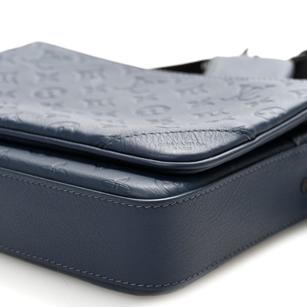 Calfskin Monogram Shadow Trio Messenger Navy