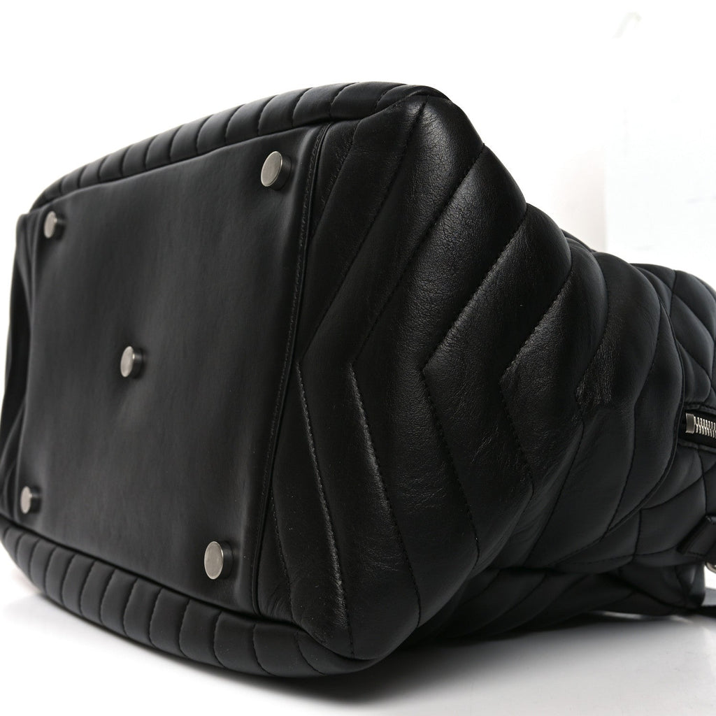 Lambskin Mixed Matelasse Joan Bowling Bag Black