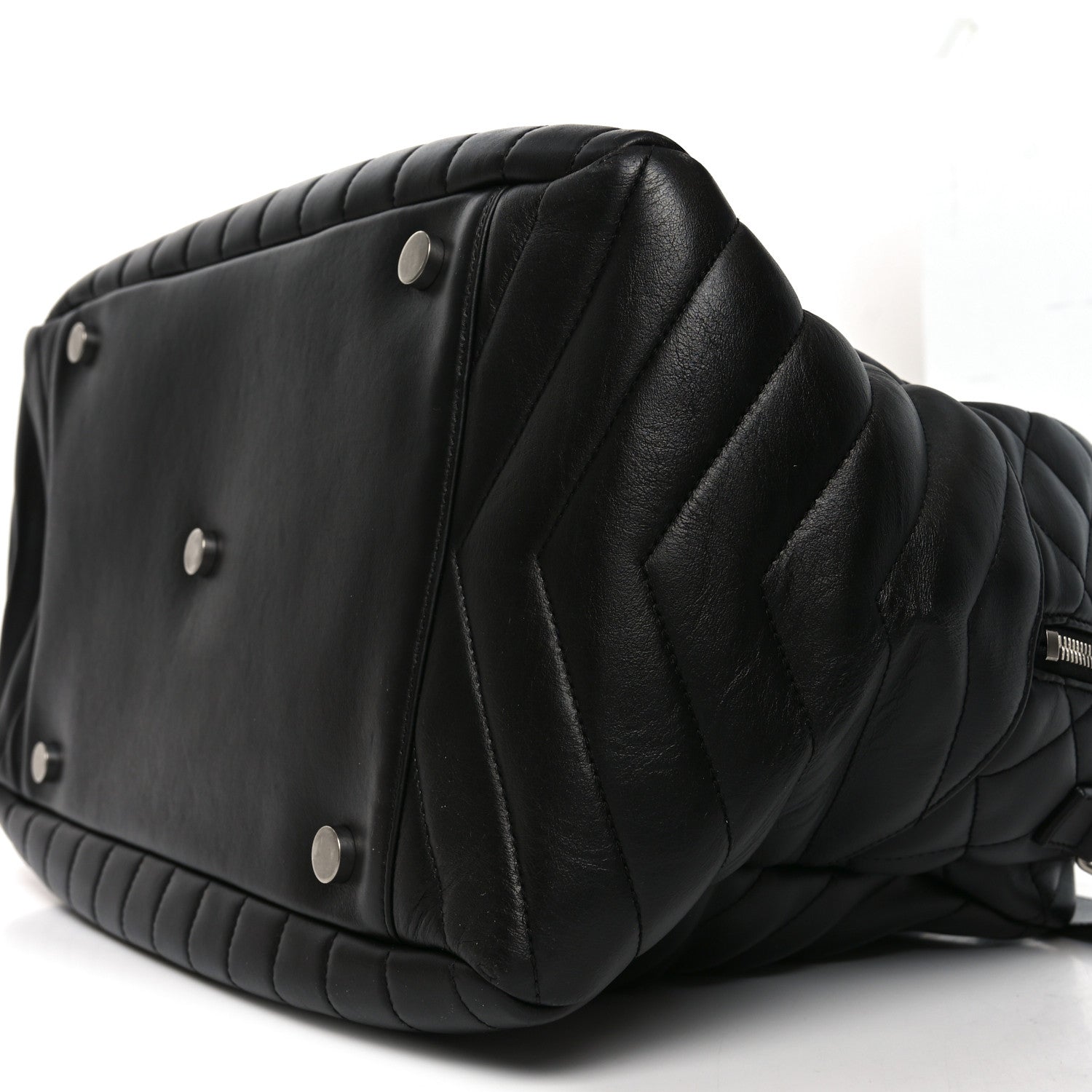 Lambskin Mixed Matelasse Joan Bowling Bag Black