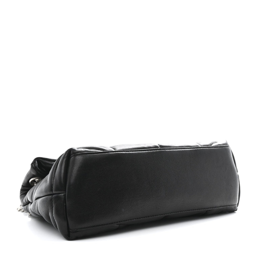 Lambskin Quilted Small Loulou Puffer Monogram Chain Satchel Black