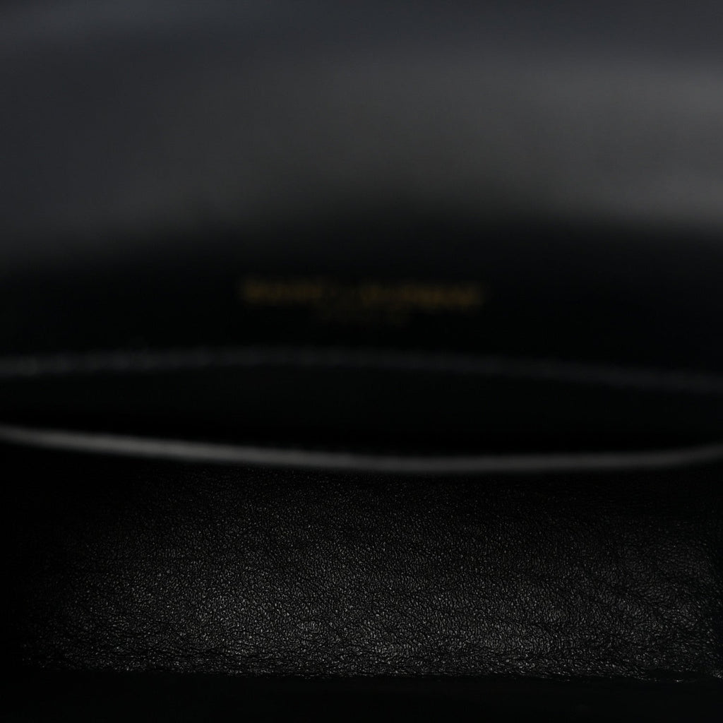 Patent Calfskin Matelasse Monogram Small Vicky Chain Bag Black