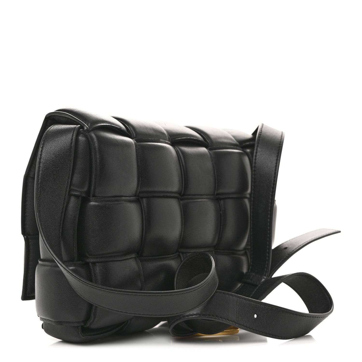 Nappa Maxi Intreccio Padded Cassette Crossbody Bag Black
