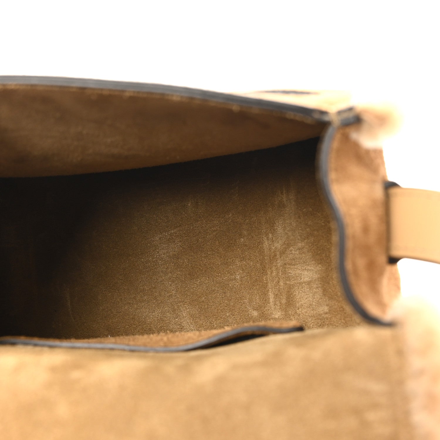 Suede Calfskin Shearling Small Marcie Saddle Bag Summery Beige