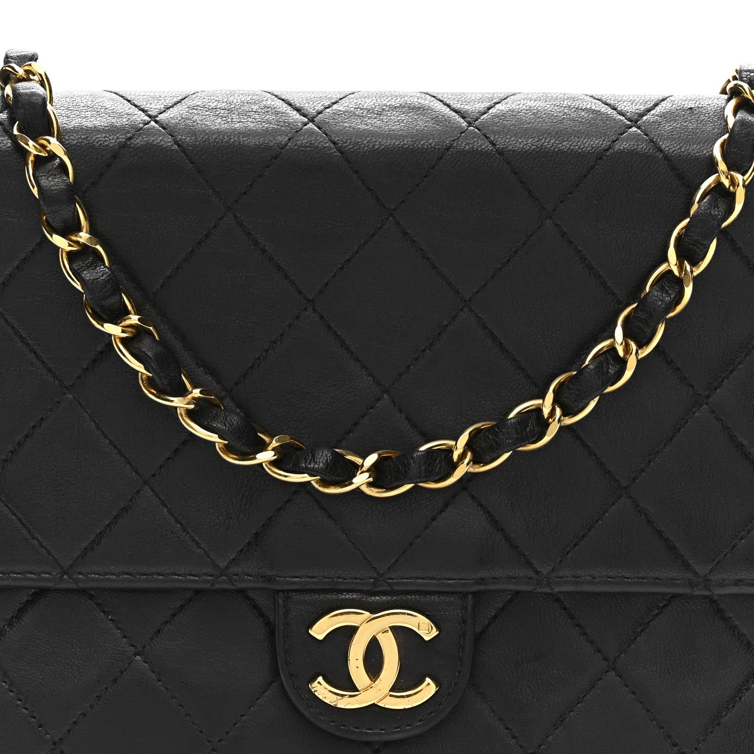 Lambskin Quilted Small Single Flap Bag Black