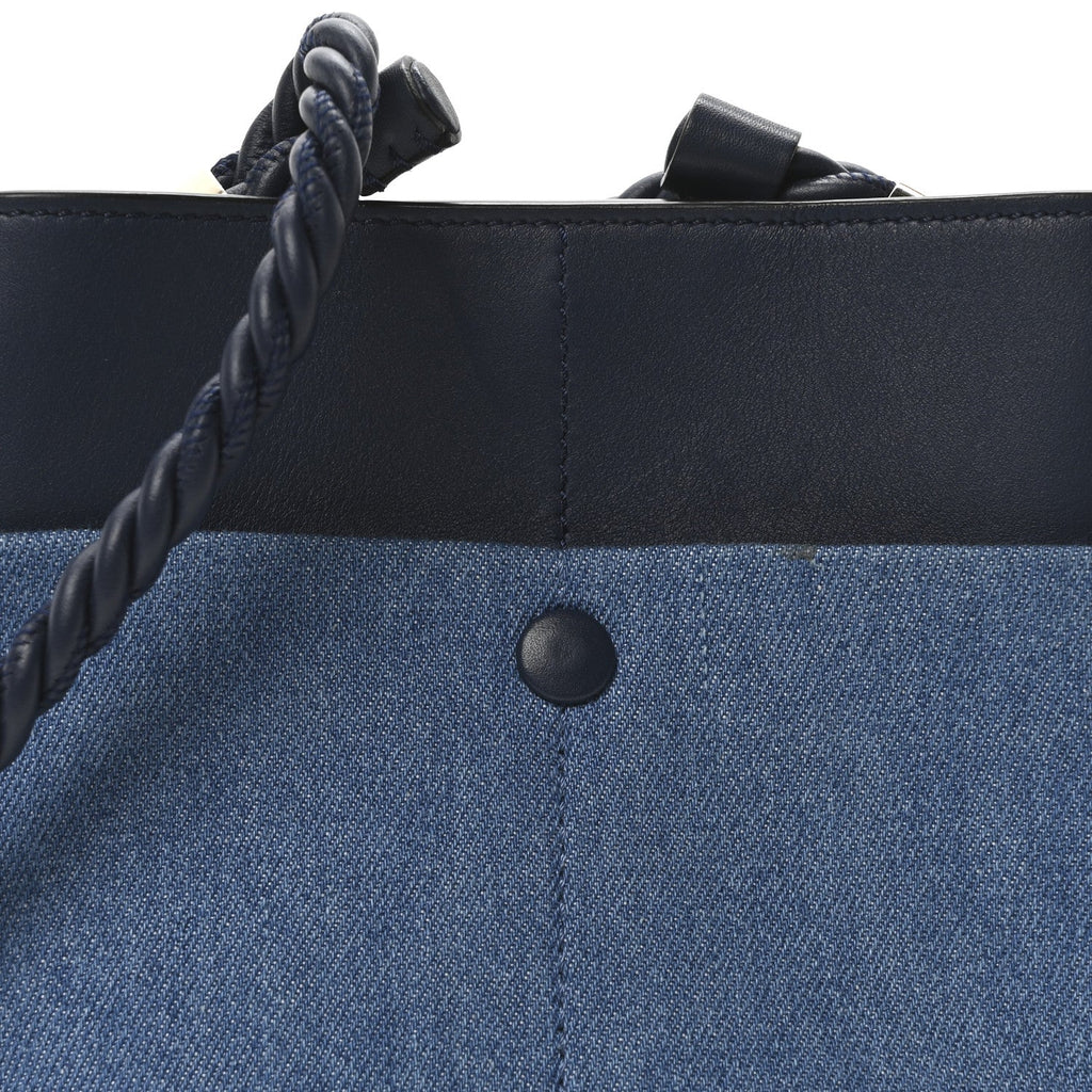 Linen Calfskin Small Key Bucket Bag Blue