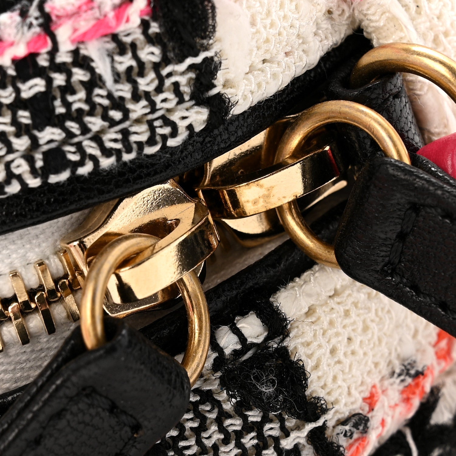 Tweed Lambskin Quilted Coco Midnight Camera Case White Black Multicolor