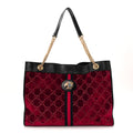 Velvet GG Monogram Large Rajah Chain Tote Red Cipria Black