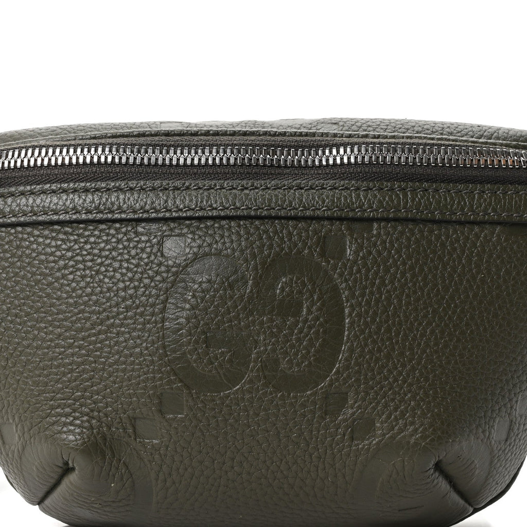Piuma Calfskin Jumbo GG Embossed Small Belt Bag Dark Green